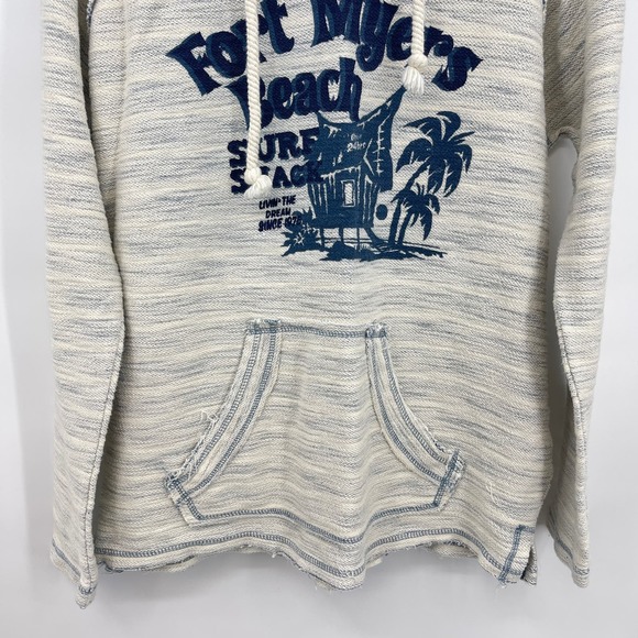 Fort Myers Beach Baja Hoodie Size Medium MV Sport Stripe Pullover Surf Shack - Picture 3 of 9